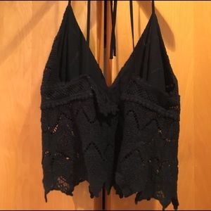 Black crochet halter top